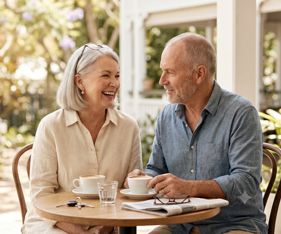 Couple moving into a Brisbane retirement village or over-50s community