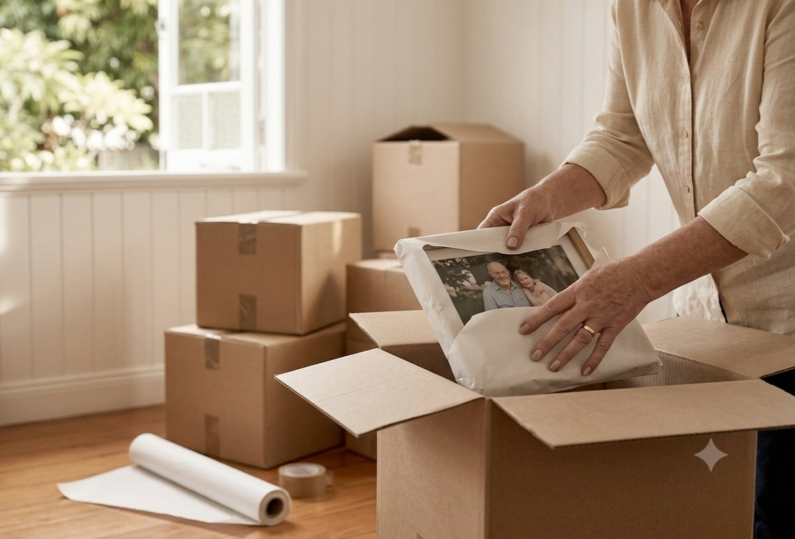 Downsizer sorting through the family home before selling with Ray White Downsizing