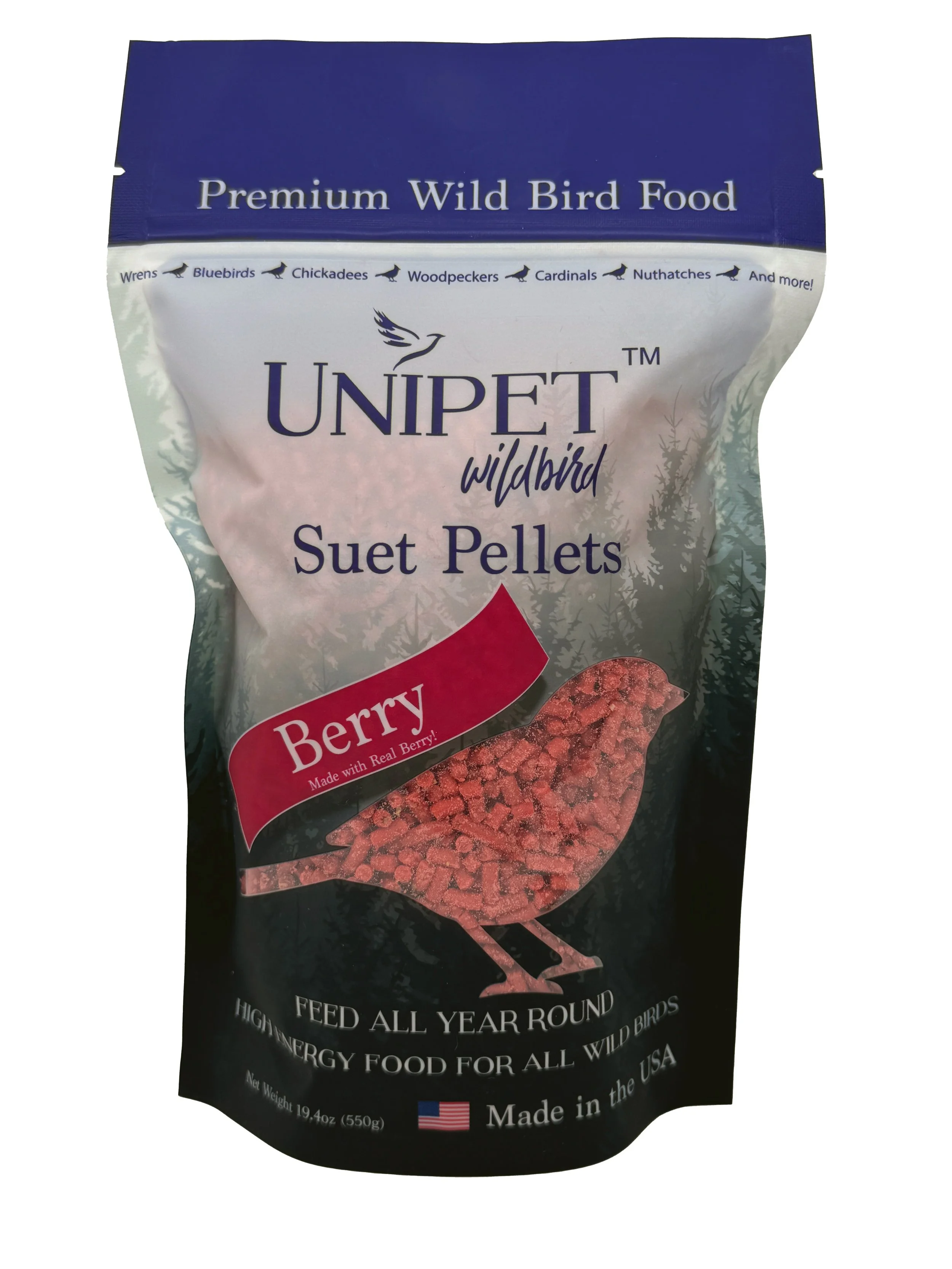 Unipet Wildbird, Berry Flavored Suet Pellets.