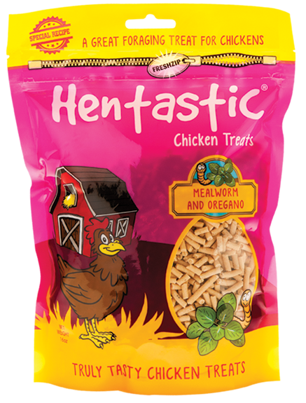 Hentastic Chicken Treats, Mealworm and Oregano Flavored Suet Pellets.