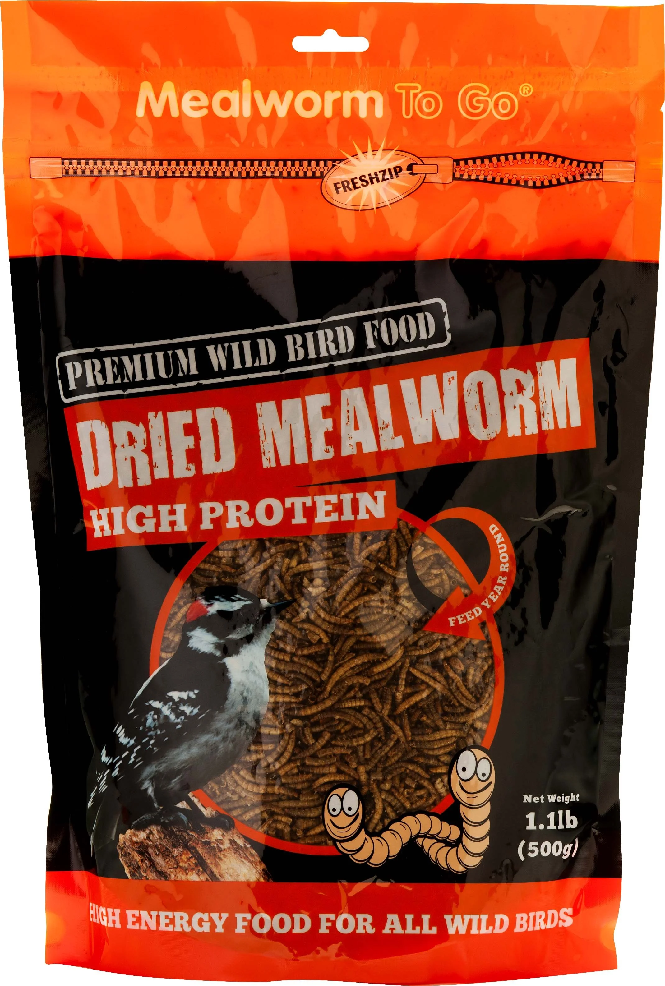 Mealworm To Go, Dried Mealworm, net weight 1.11 pounds.
