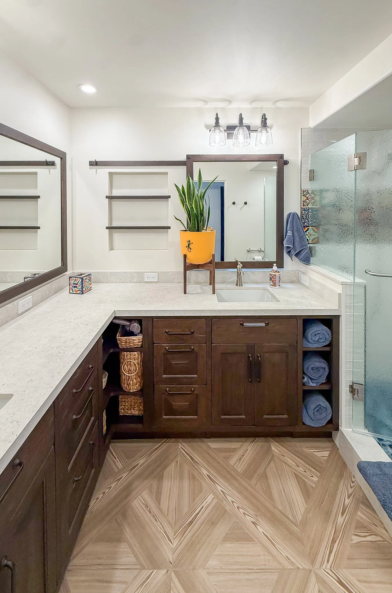 Rustic-Modern Bathroom with Talavera Tile Accent