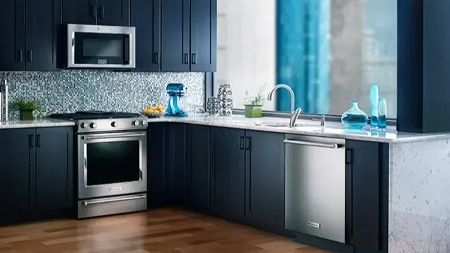 Modern kitchen with stainless steel appliances serviced by BrandSmart Appliance Repair.