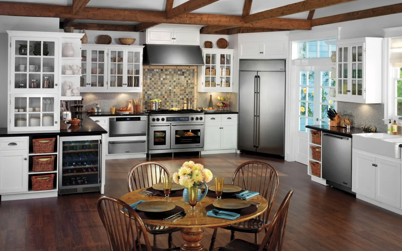 Bright modern kitchen with white cabinet and stainless-steel appliances