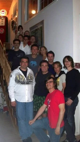 Post viper room after my disastrous solo show. The grifter-in-chief, Ken Levy, in front in white