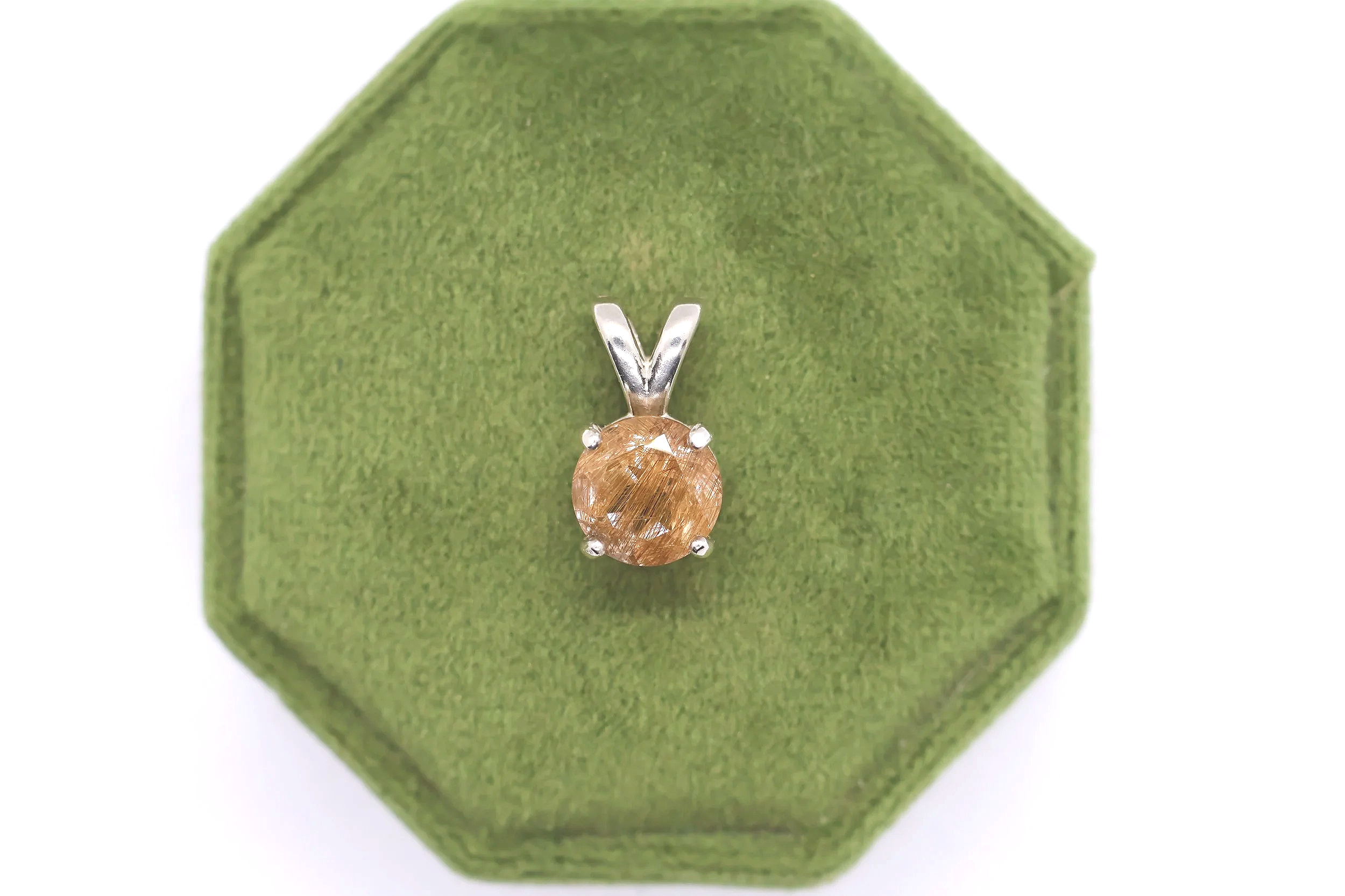 Copper Rutilated Quartz Sterling Silver Pendant