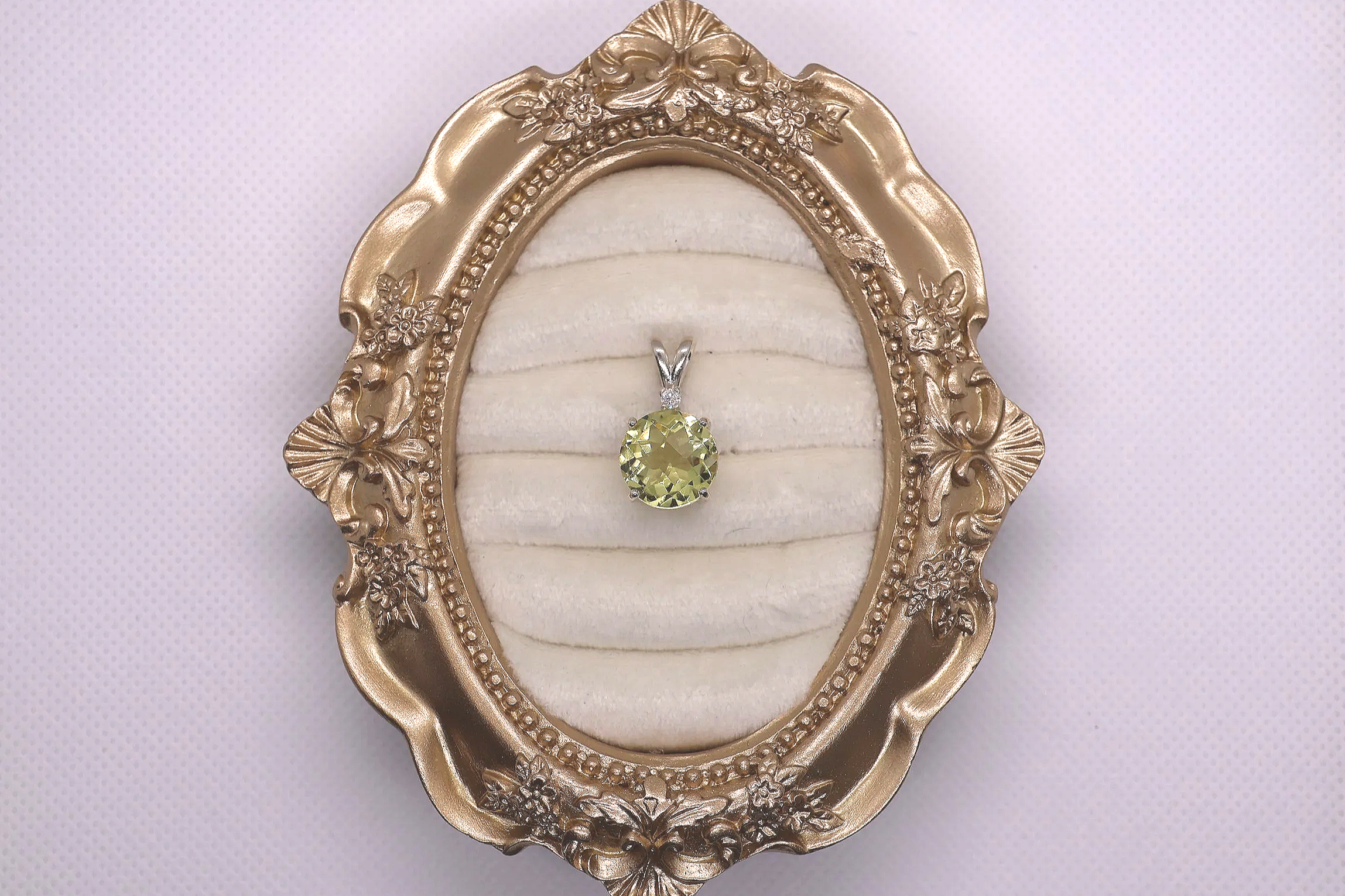 Lemon Quartz & Moissanite Sterling Silver Pendant