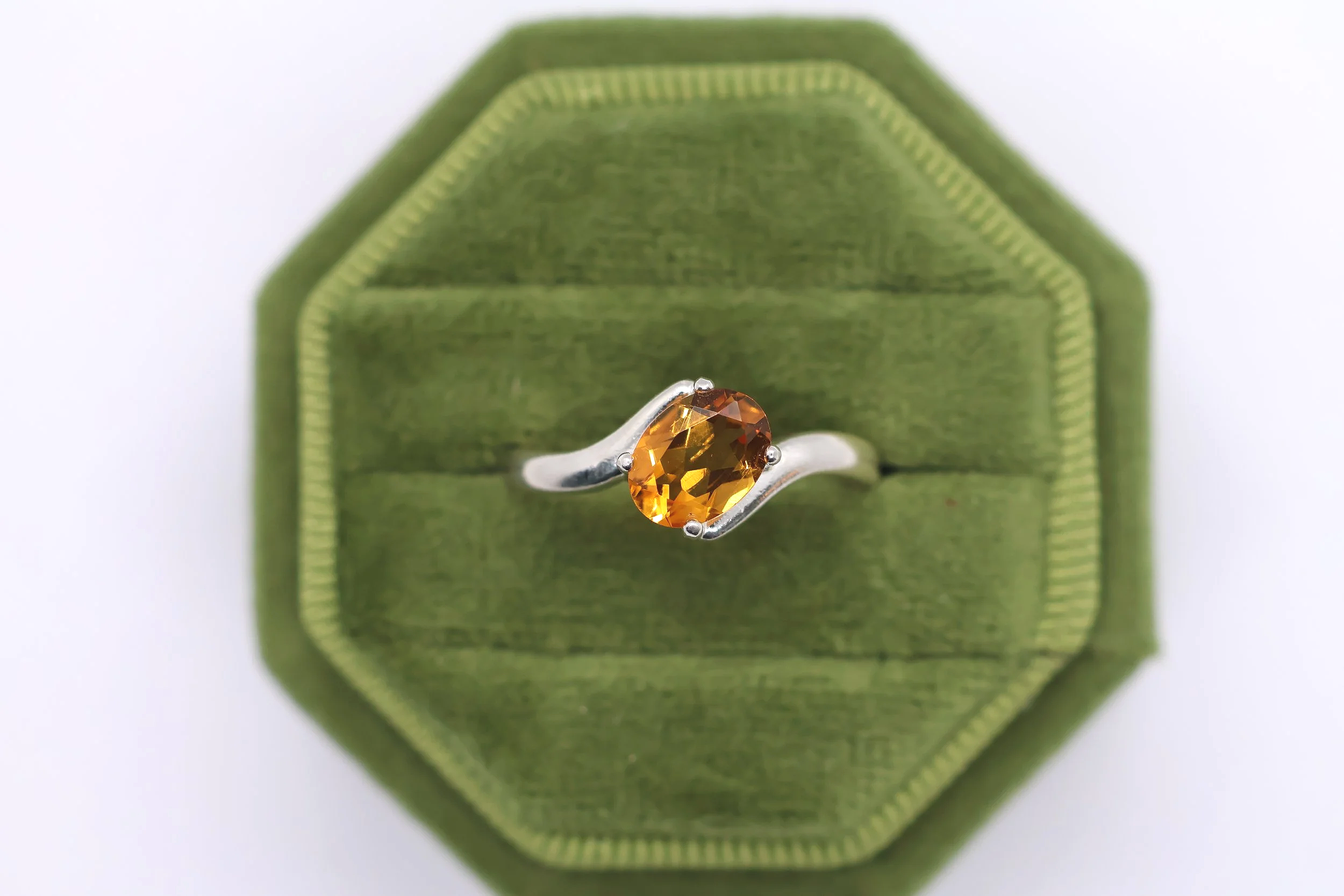 Citrine Sterling Silver Offset Solitaire Ring