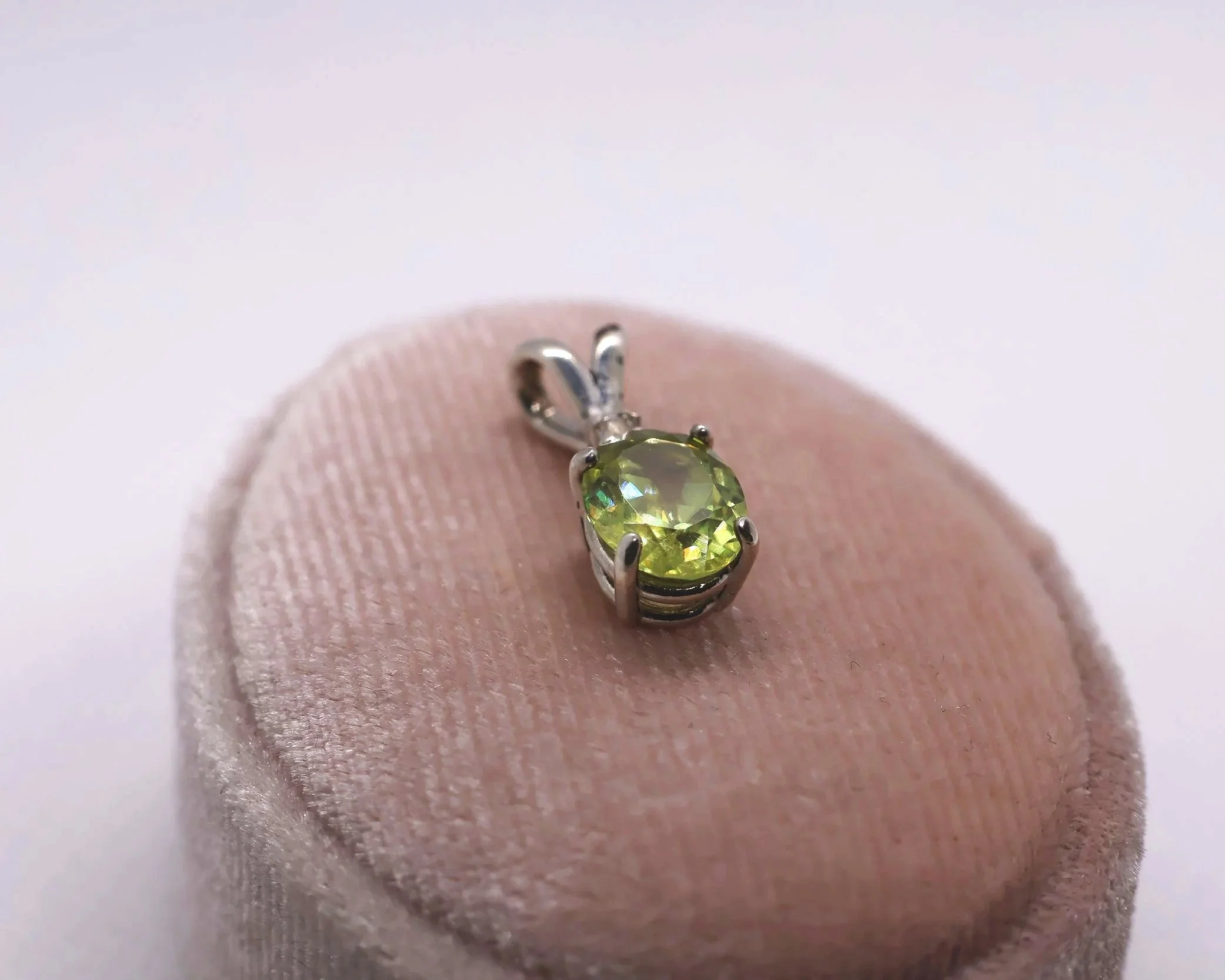 Green Sphene & White Topaz Sterling Silver Pendant