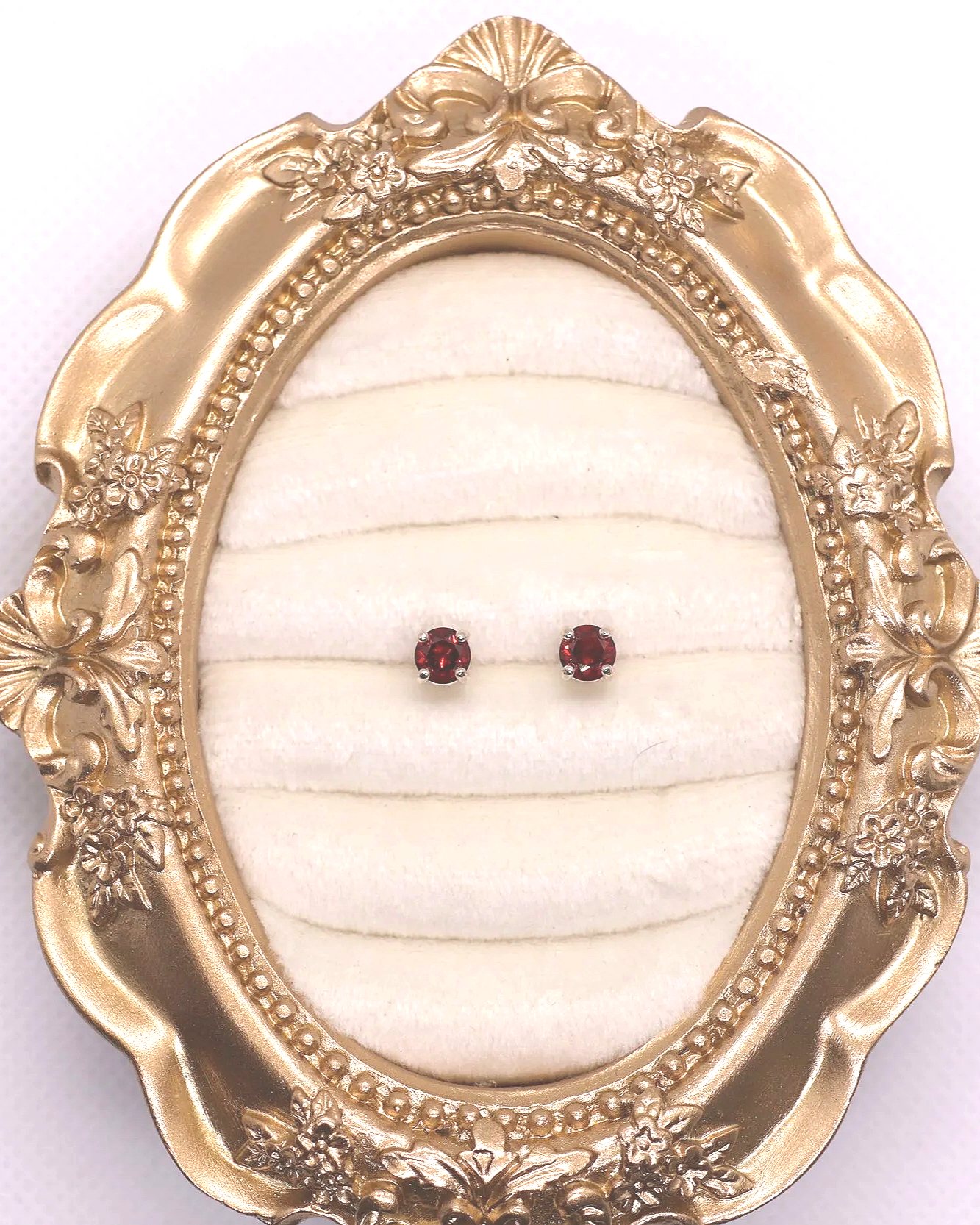 Mozambique Garnet Sterling Silver Stud Earrings