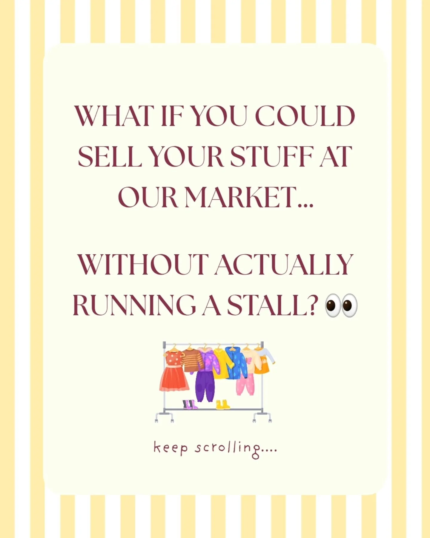 📣 BIG ANNOUNCEMENT 📣

Want to sell your clothes but don't want to earn store credit?

Introducing, The Happy Hanger Hire Rack!

Your items. Your prices. Your sales.

We do the selling, you earn the cash! We have one hire rack per market with multip