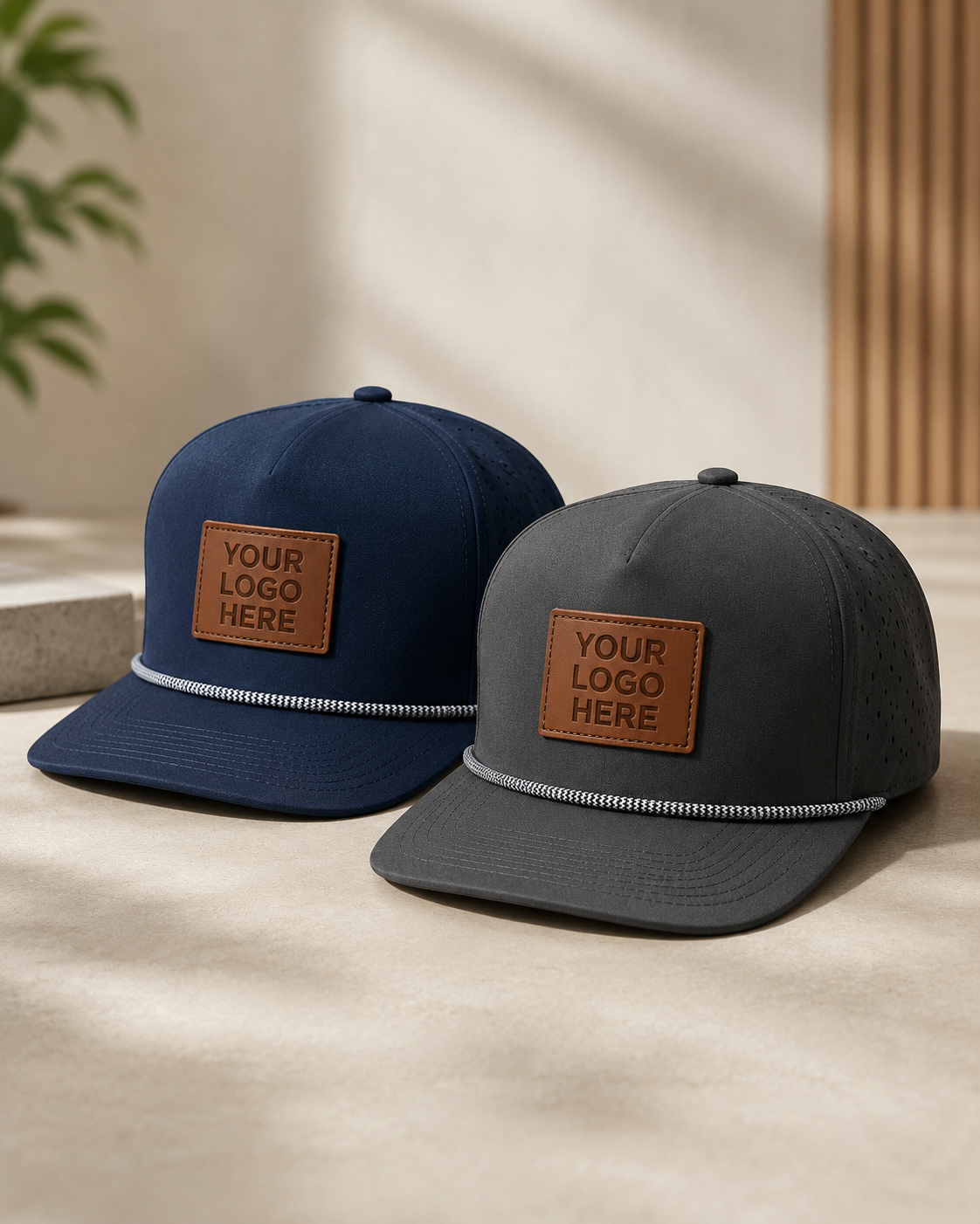 5 panel waterproof hat with rope