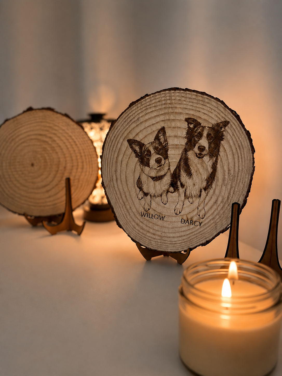 Rustic wood slab engraving