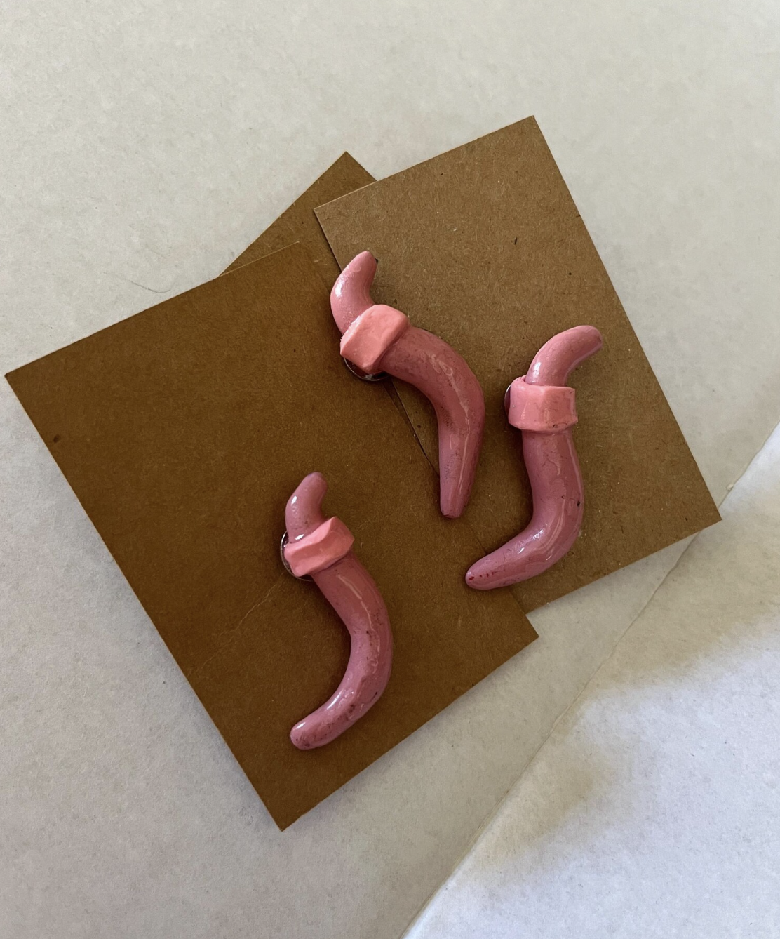 clay worm pins