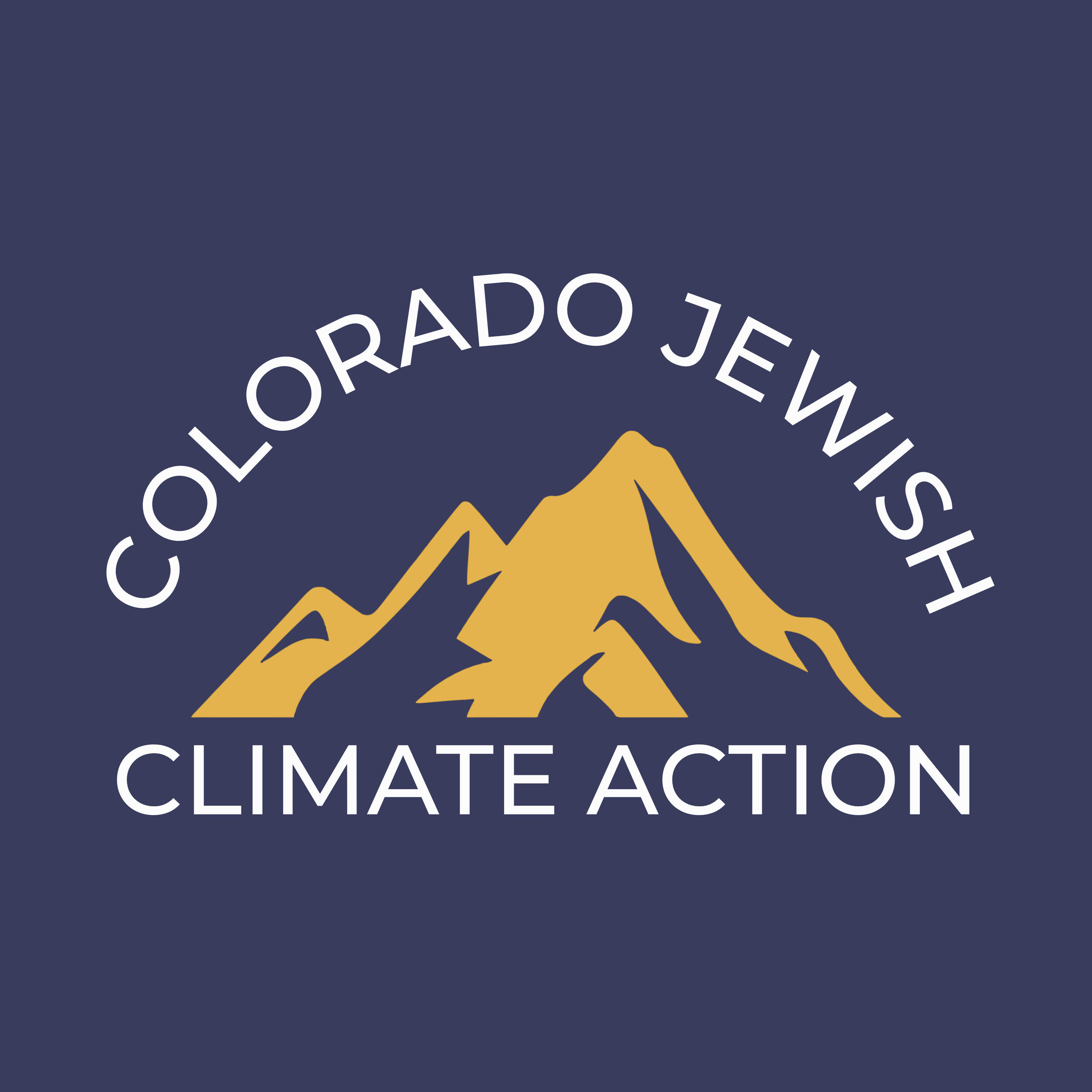 Climatic action logo with mountain graphic and circular text.