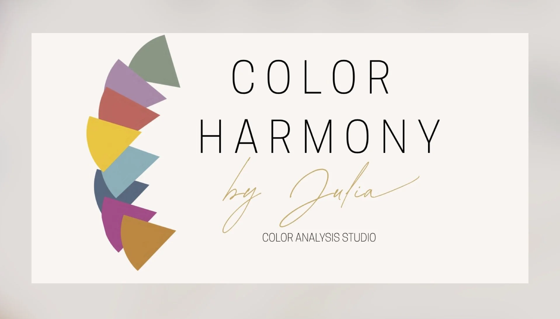 Cover of a book titled 'Color Harmony by Julia' with a colorful semi-circular paint palette graphic on the left and the publisher 'Color Analysis Studio' at the bottom.