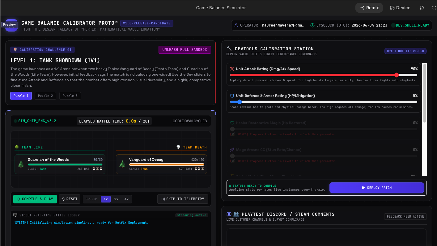 Vibe coded game for testing