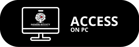 Farmer's Bounty logo on a computer screen with the text 'ACCESS ON PC' displaying how easy it is to order online with Farmers Bounty
