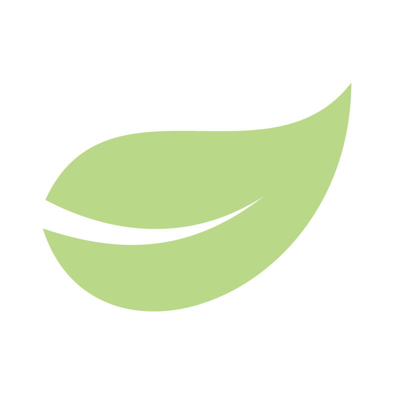 Two overlapping green leaves, stylized and simplified in design.