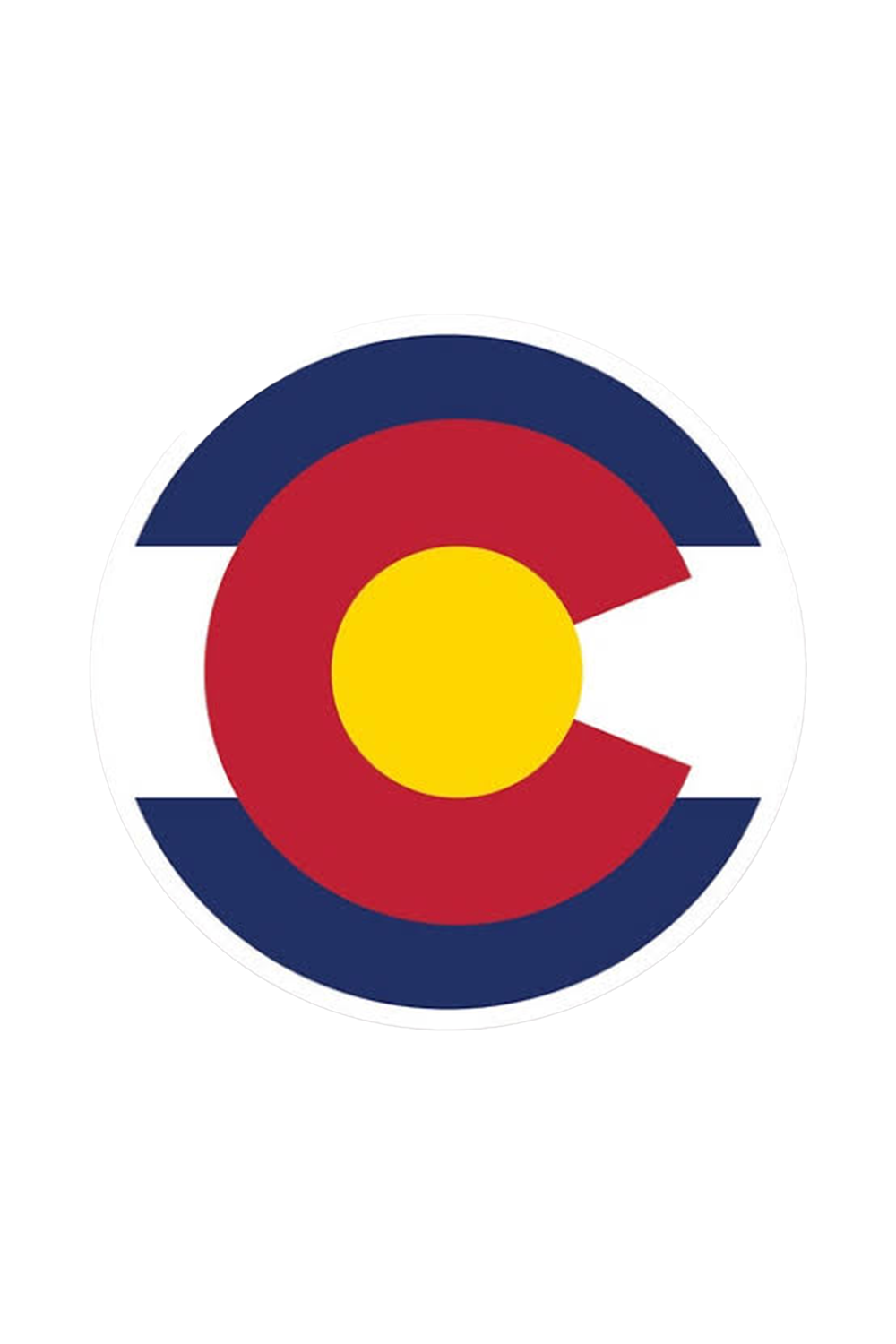 Colorado state flag logo with a styled yellow circle, red C, white and blue stripes, and a red border.
