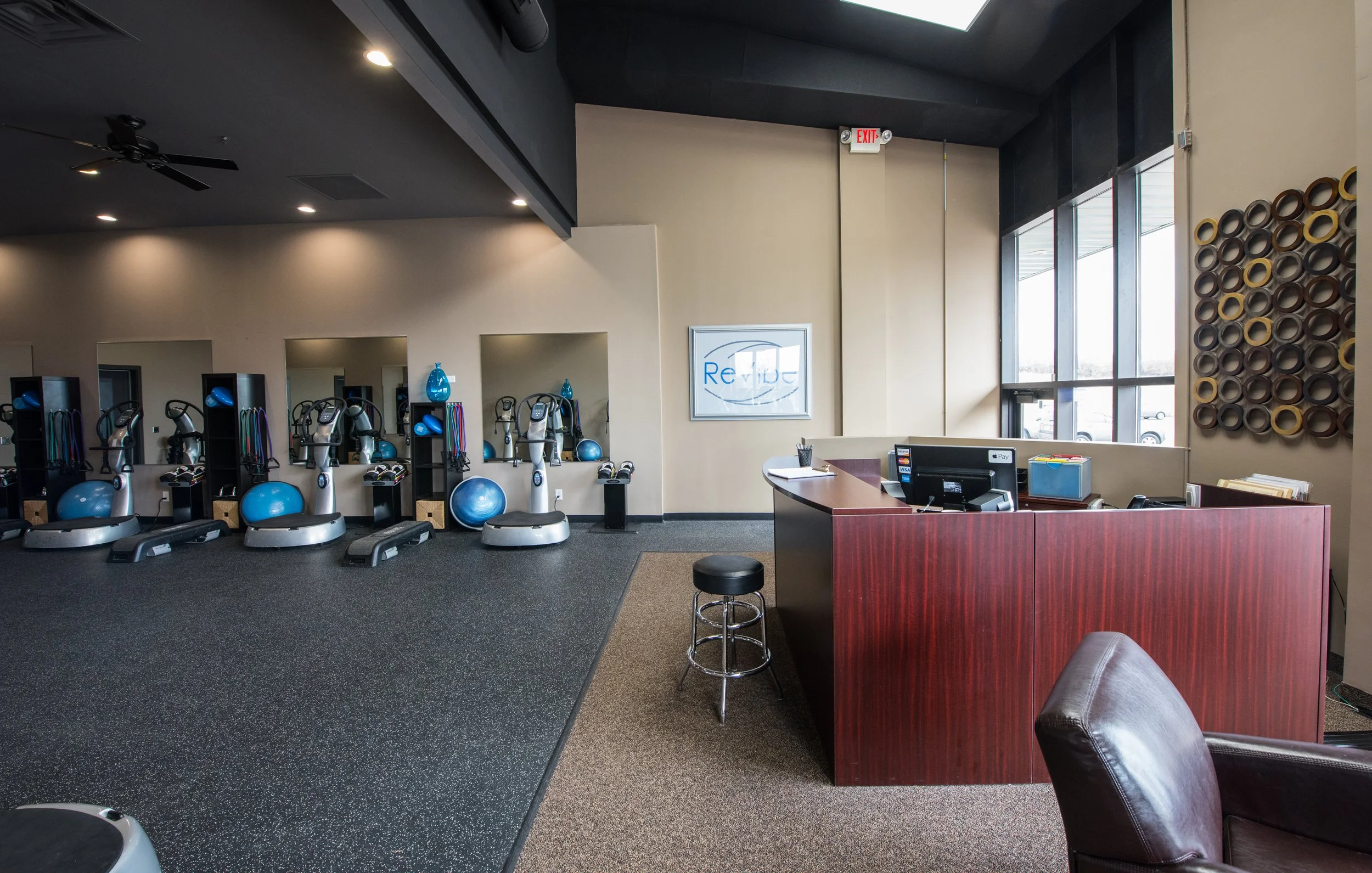 Training floor of the ReVibe Fitness and Wellness studio, which shares the building.