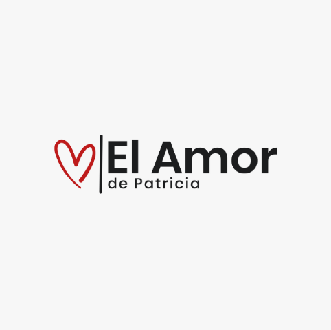 Logo with a red heart, the words "El Amor de Patricia" in black text.