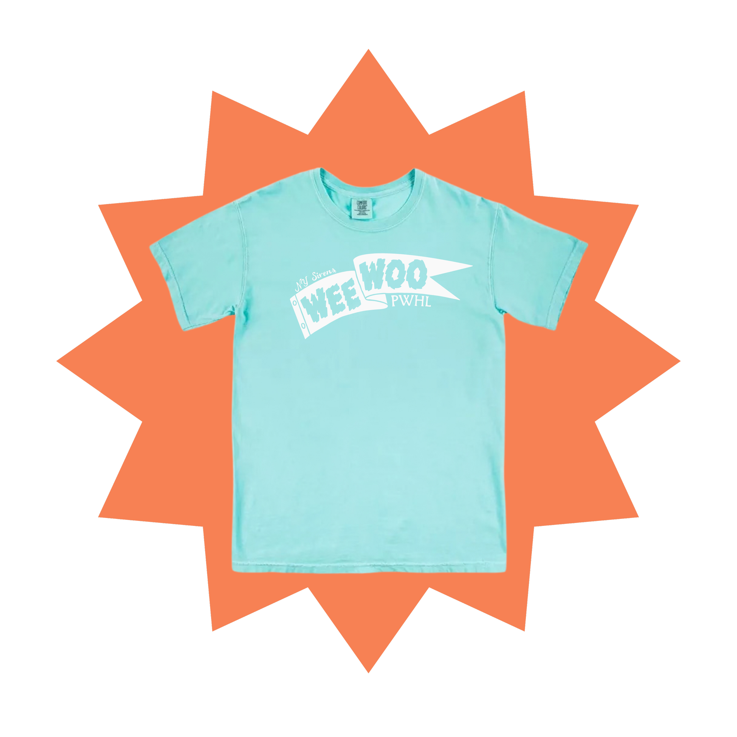 T-shirt, teal/ white