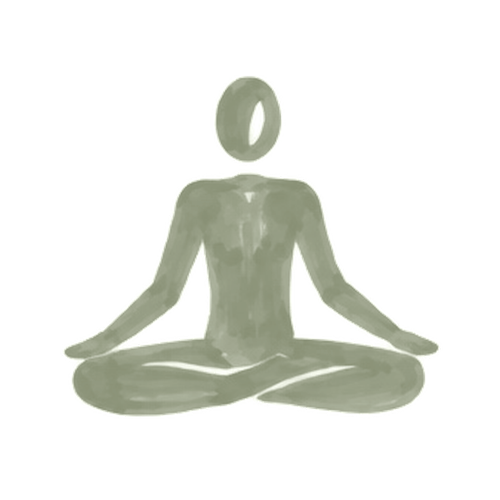 Illustration of a person sitting cross-legged in a meditative pose with eyes closed.