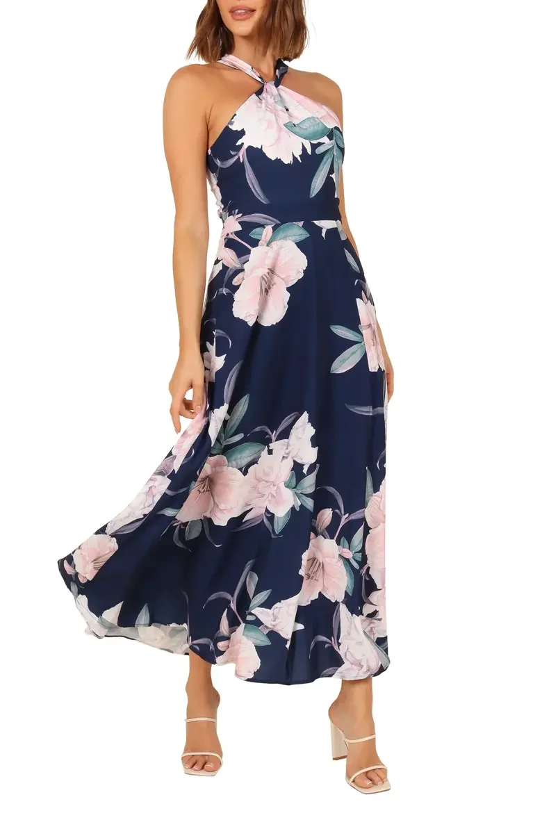 Miara Floral Print Halter Dress
