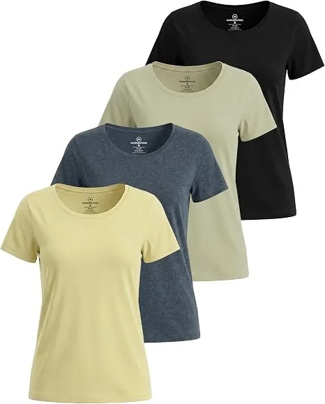 4 Pack Women's Cotton T Shirts Short Sleeve