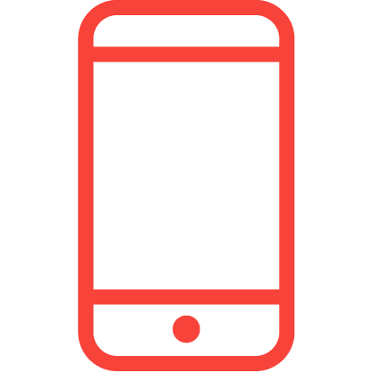 Outline of a smartphone with a red border.
