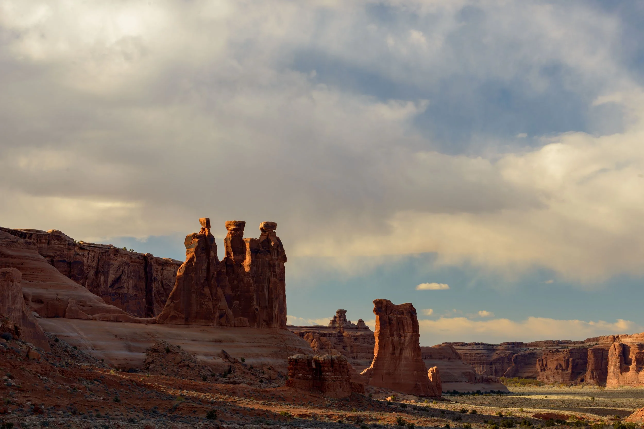 The Gossips and Sheep Rock, Arches National Park, Utah