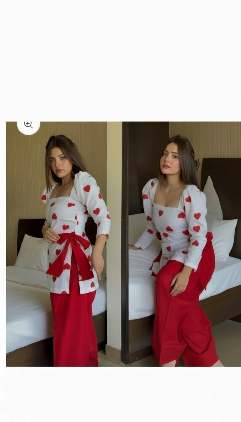 Red heart knot farsi set