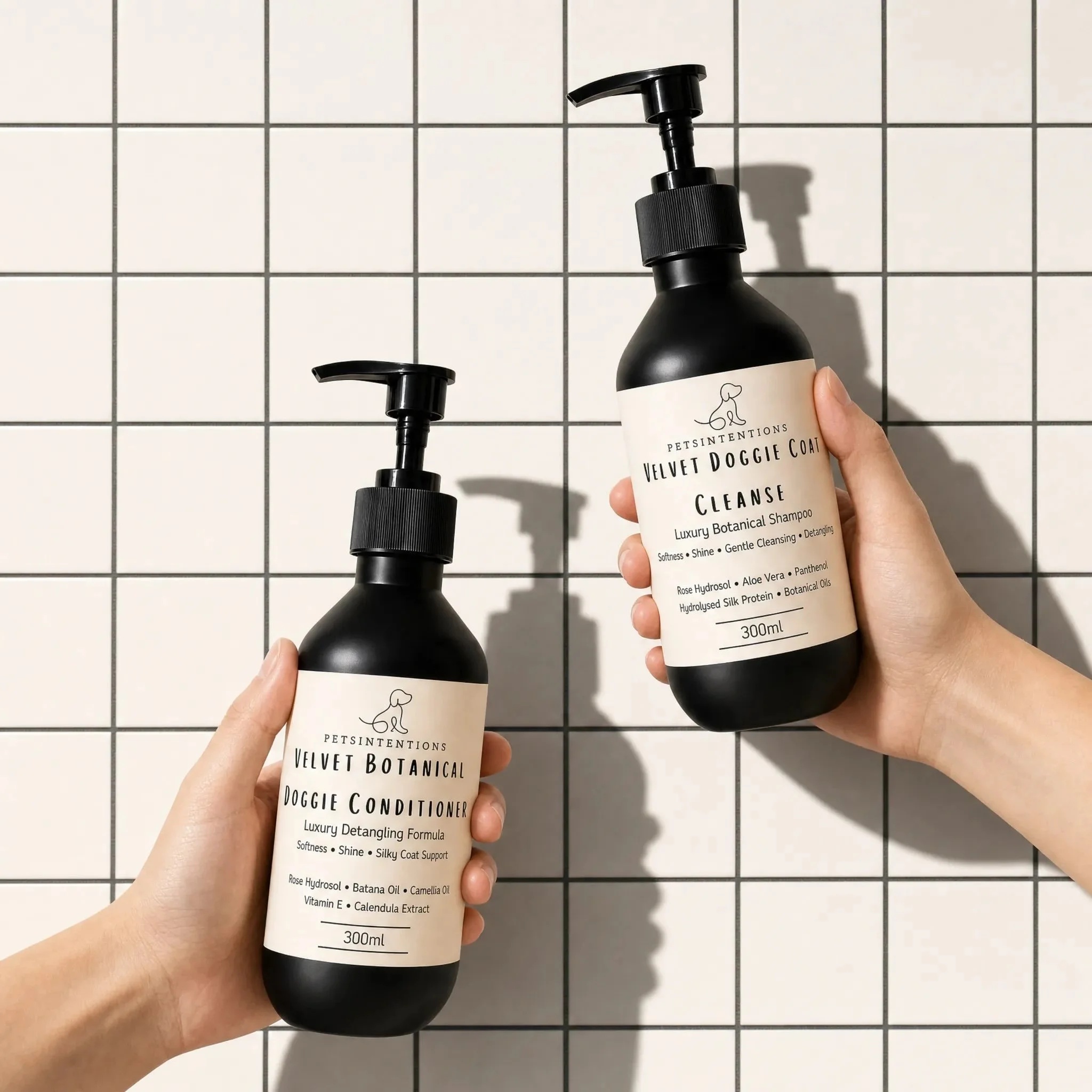 🐾Cleanse. Condition. Nourish.🐾

Create a complete at-home grooming ritual with the Petsintentions Luxury Botanical Dog Grooming Duo, featuring our Velvet Doggie Coat Cleanse and Velvet Botanical Doggie Conditioner.

Designed to work together, this 