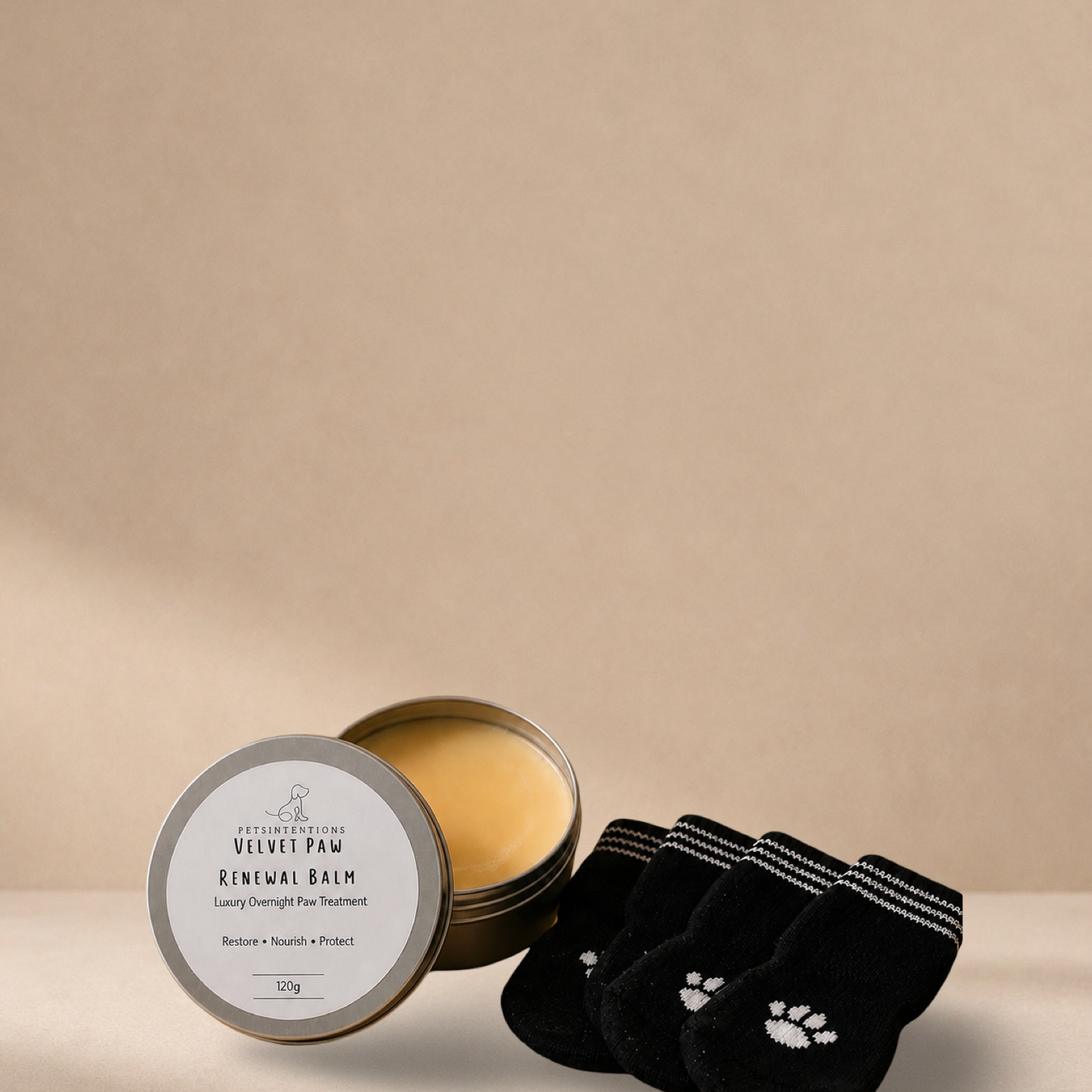 Velvet Overnight Doggie Renewal Balm + Socks | Overnight Paw Balm