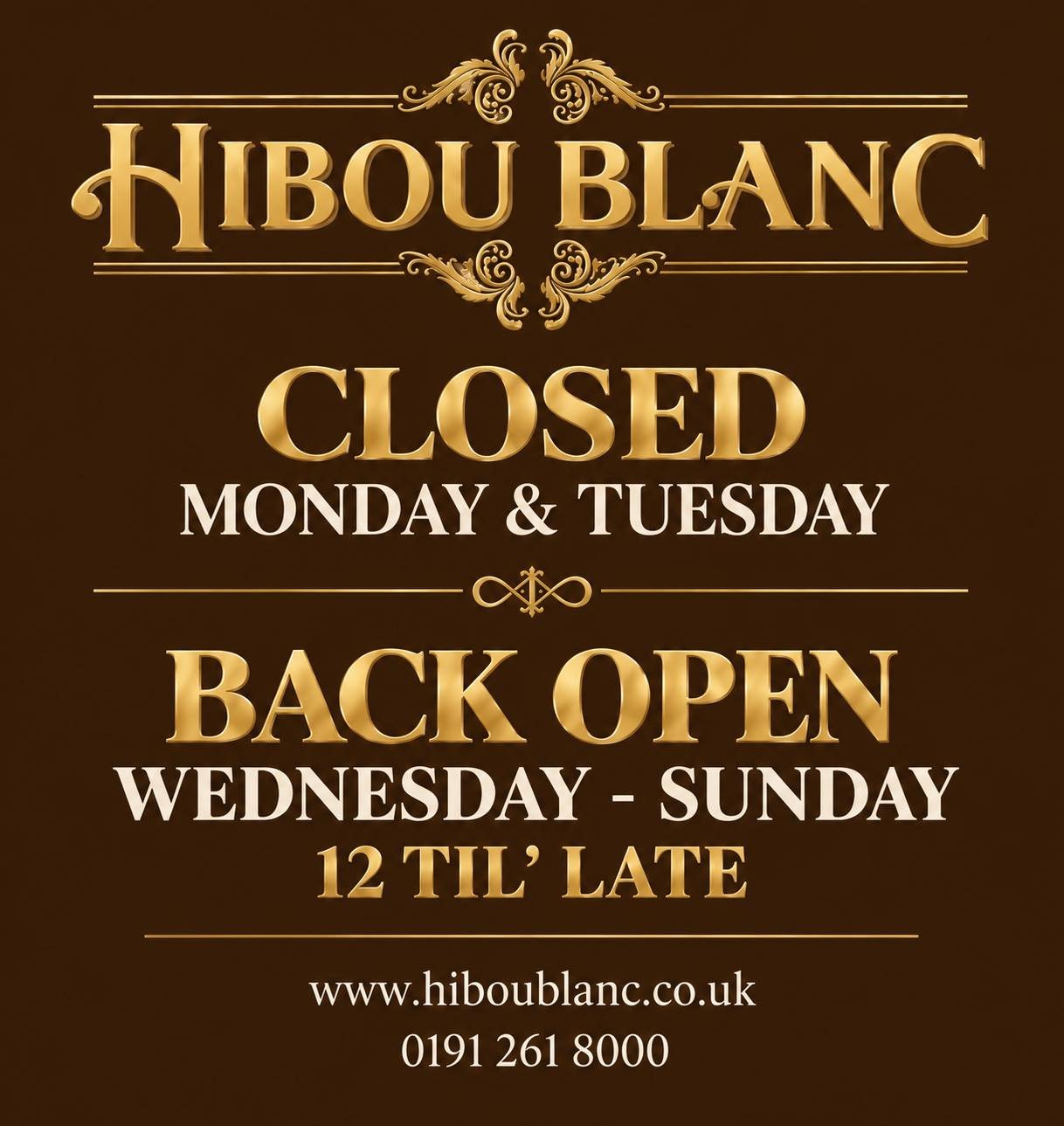 ✨ A little reminder for the week ahead! We are closed Monday&rsquo;s &amp; Tuesday&rsquo;s - But don&rsquo;t worry, we&rsquo;ll be back open from Wednesday to Sunday, 12 till late! 🥂🍸

We look forward to welcoming you back for great food, drinks an