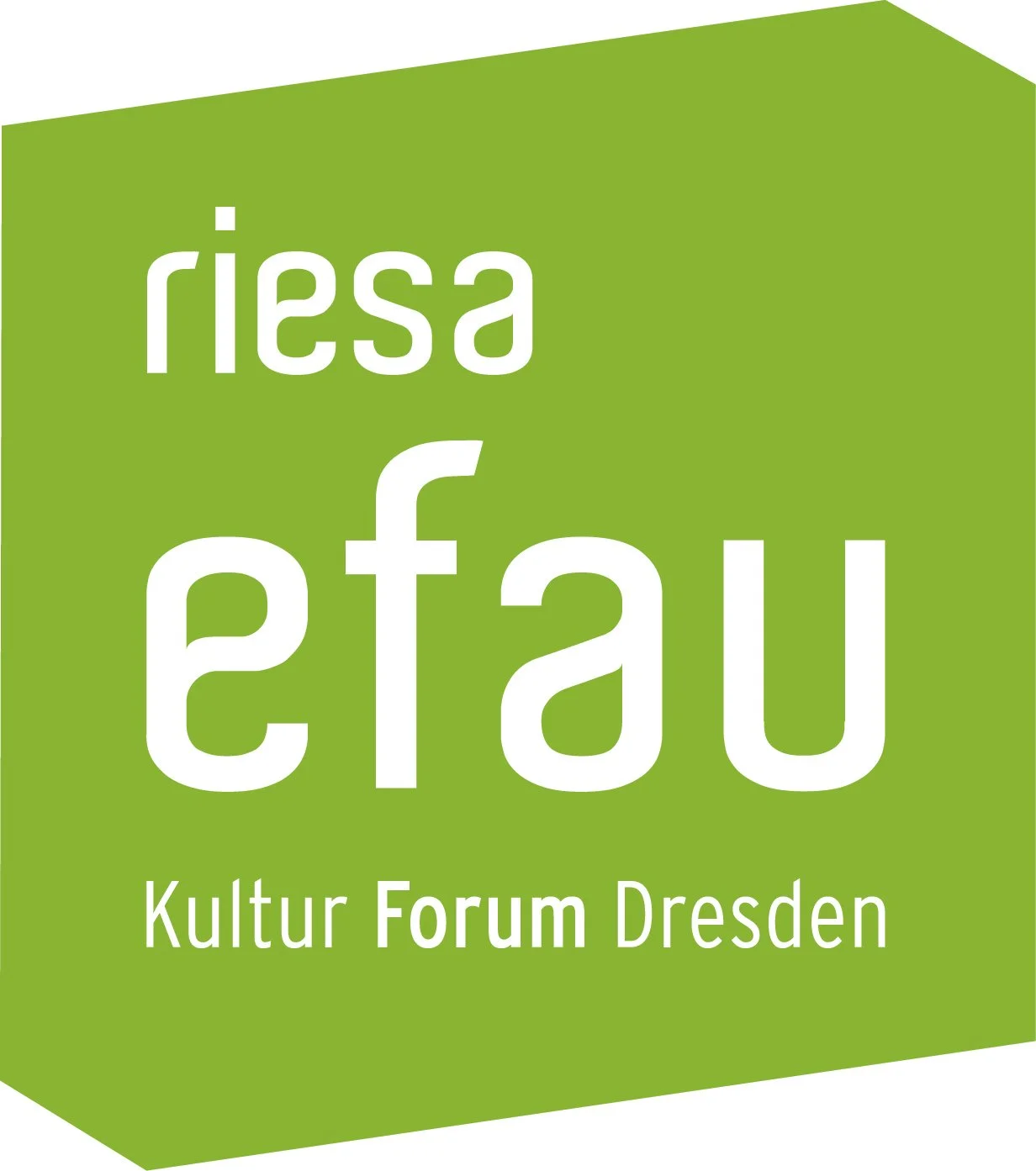 Logo des Riesaer Erbau Kultur Forum Dresden, grüner Hintergrund, weißer Text.