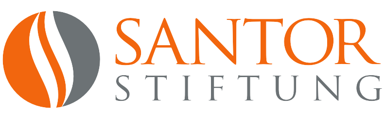 Logo der Santor Stiftung, bestehend aus einem orange-schwarzen Kreis und dem Text 'SANTOR STIFTUNG' in orange und grau.