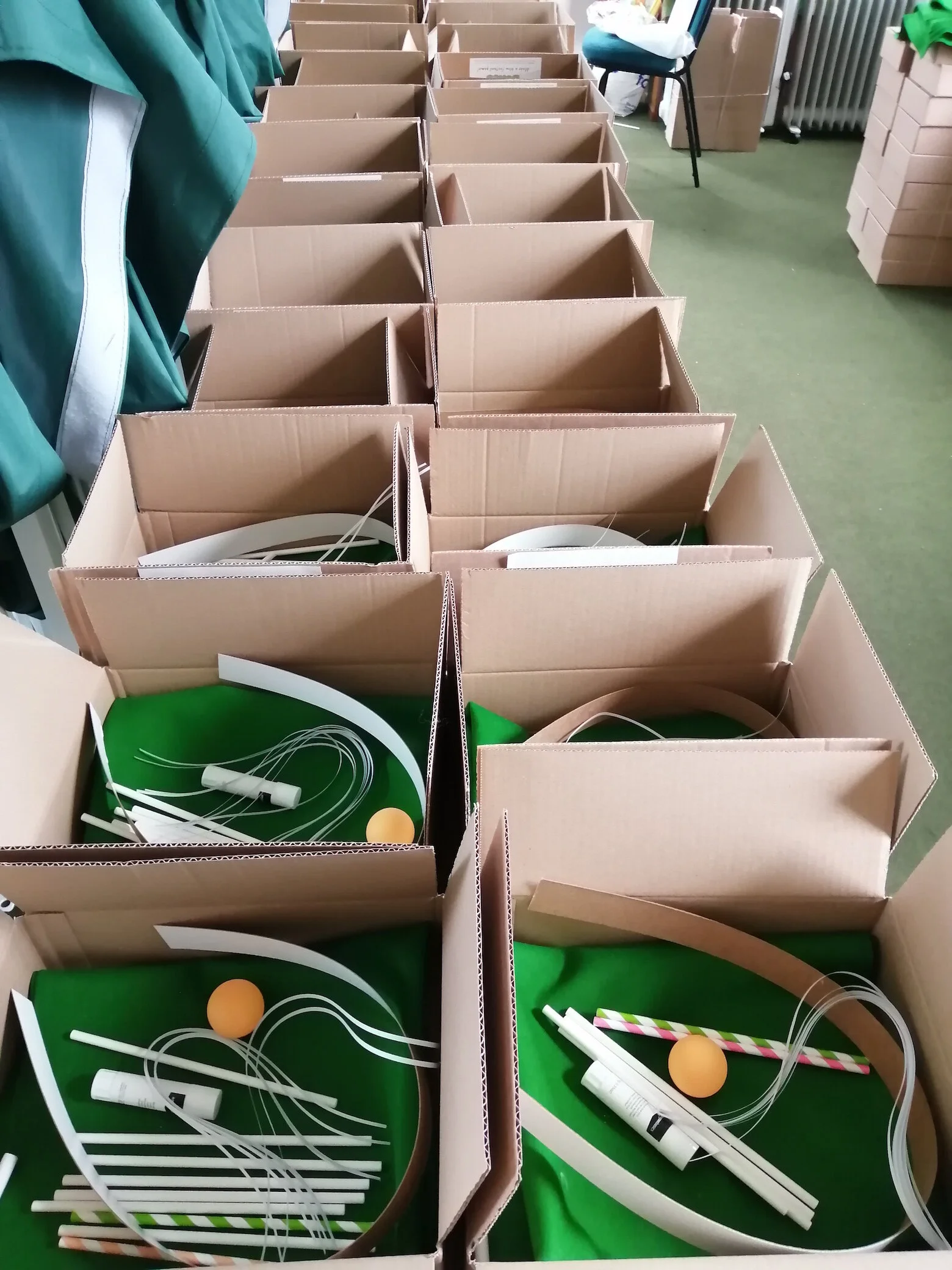Blow Football kits being packed