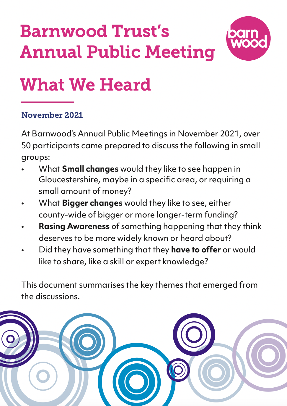 Barnwood Trust’s Annual Public Meeting 2021 - what matters?