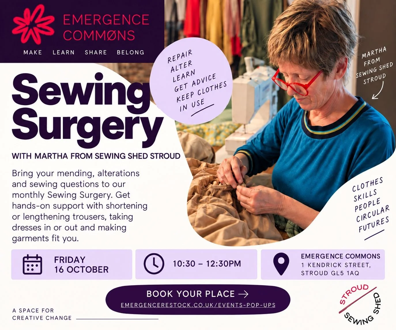 Sewing Surgery with Martha from Sewing Shed Stroud