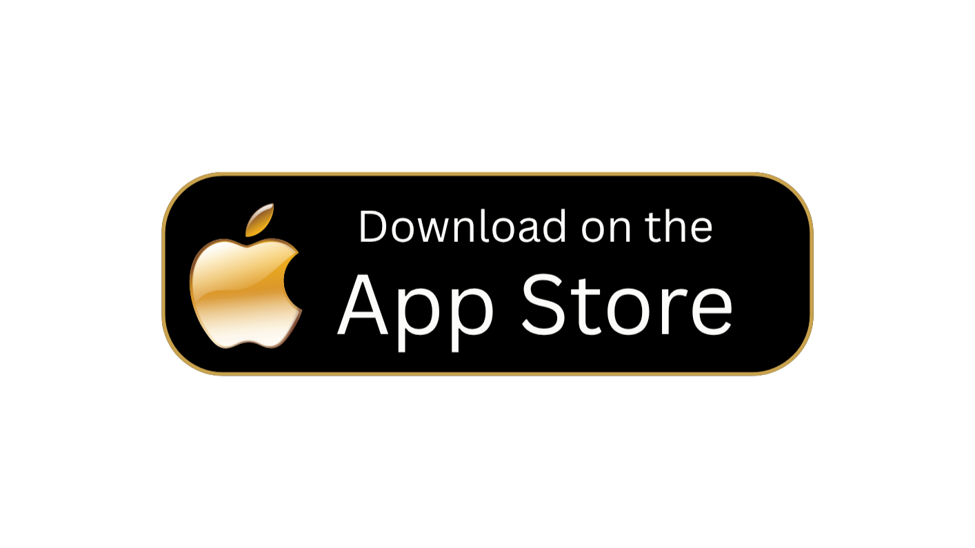 Ein schwarzes und goldfarbenes Button mit Apple-Logo und dem Text 'Download on the App Store'.