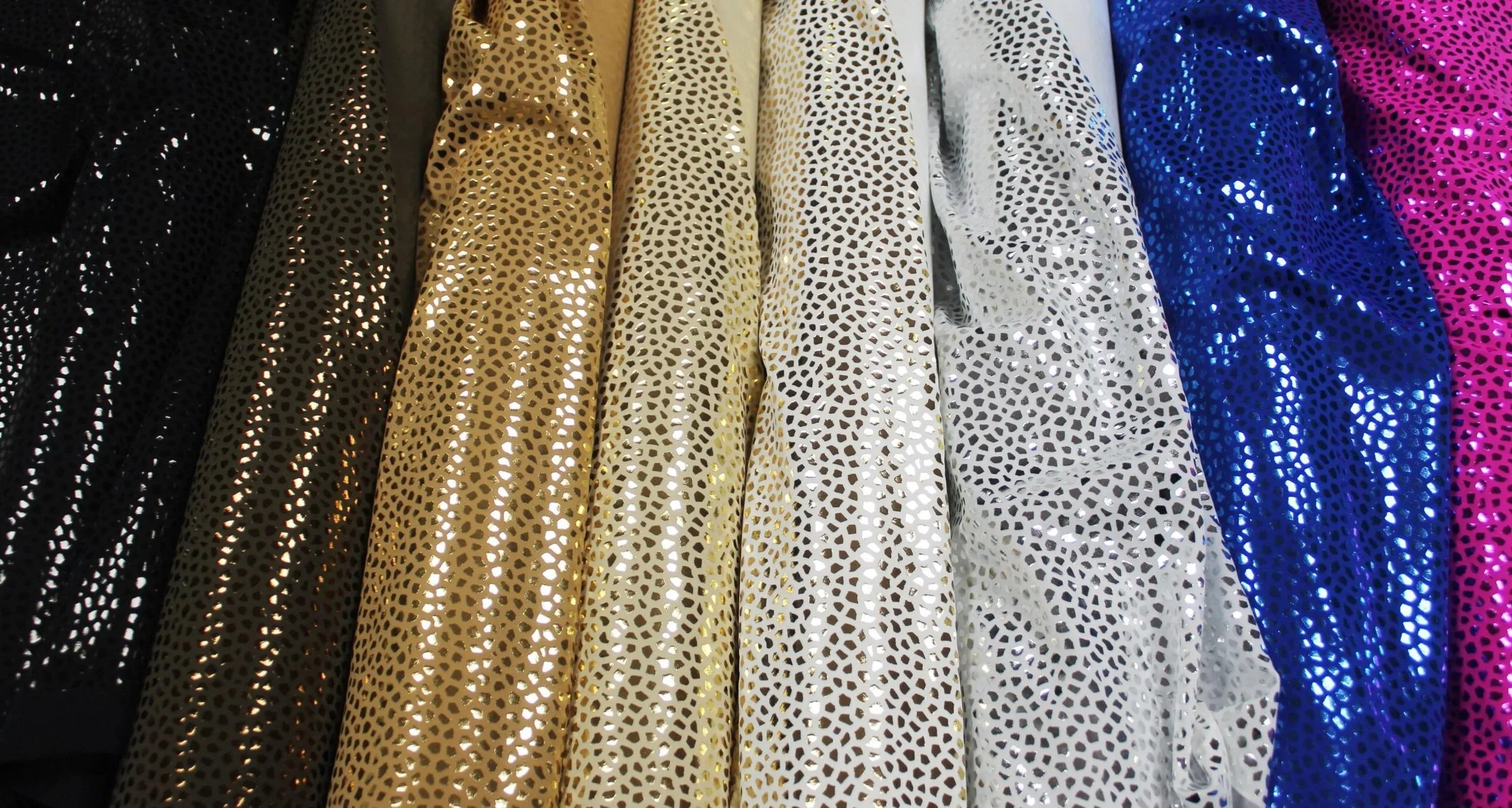Rows of metallic foils with different colours