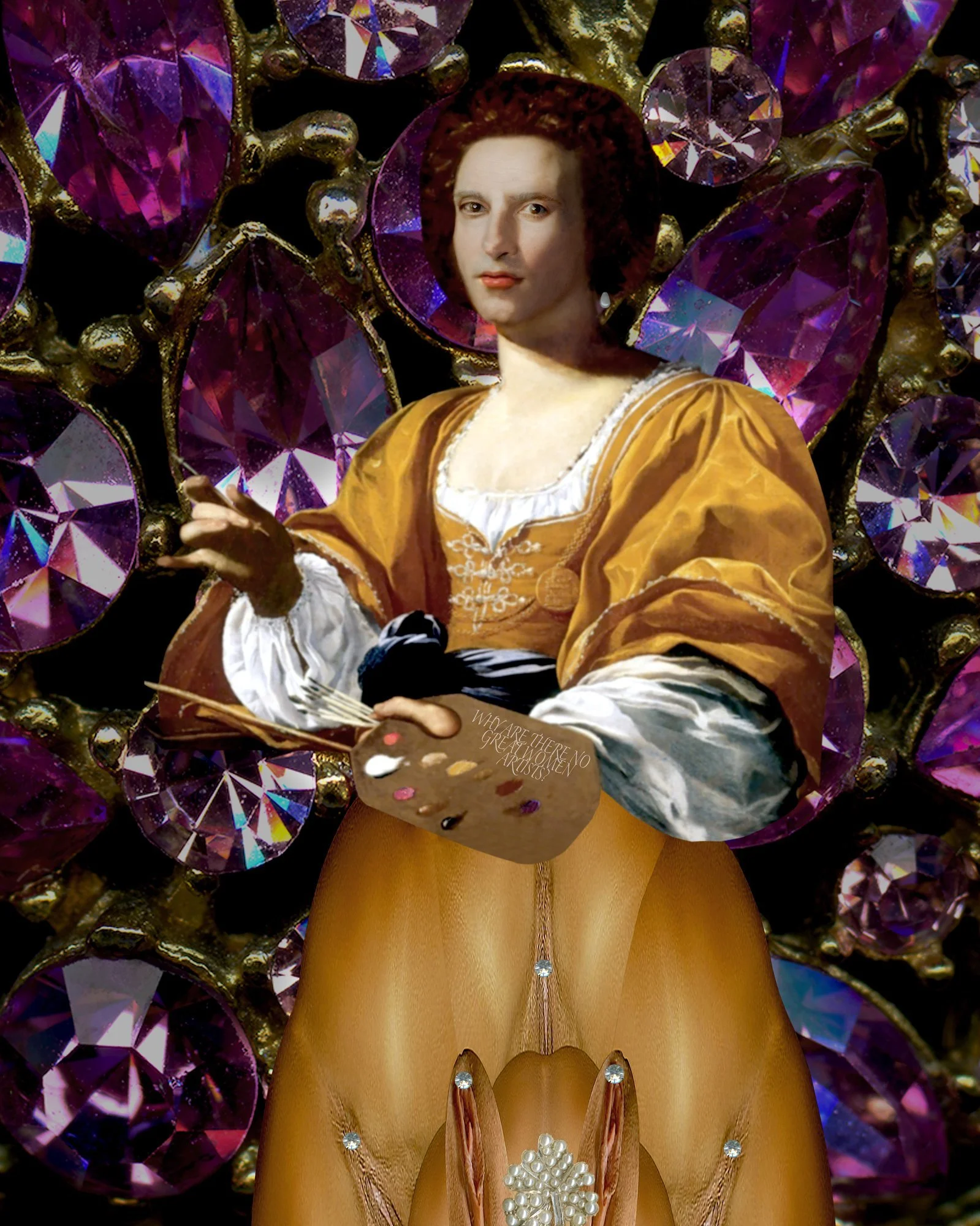 Twice Raped: Artemisia Gentileschi, layered digital collage by Myra Fiori