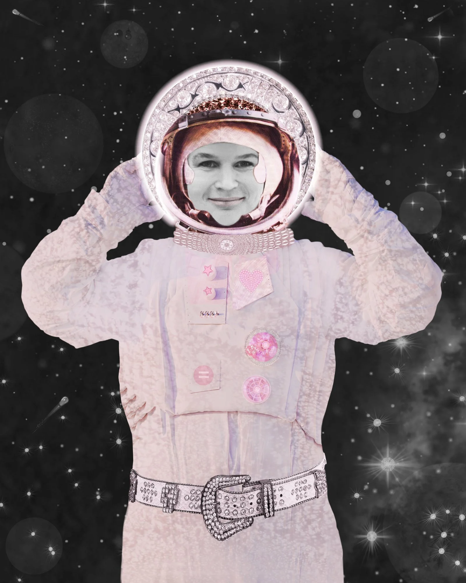 Rocket Woman: Valentina Tereshkova, layered digital collage by Myra Fiori