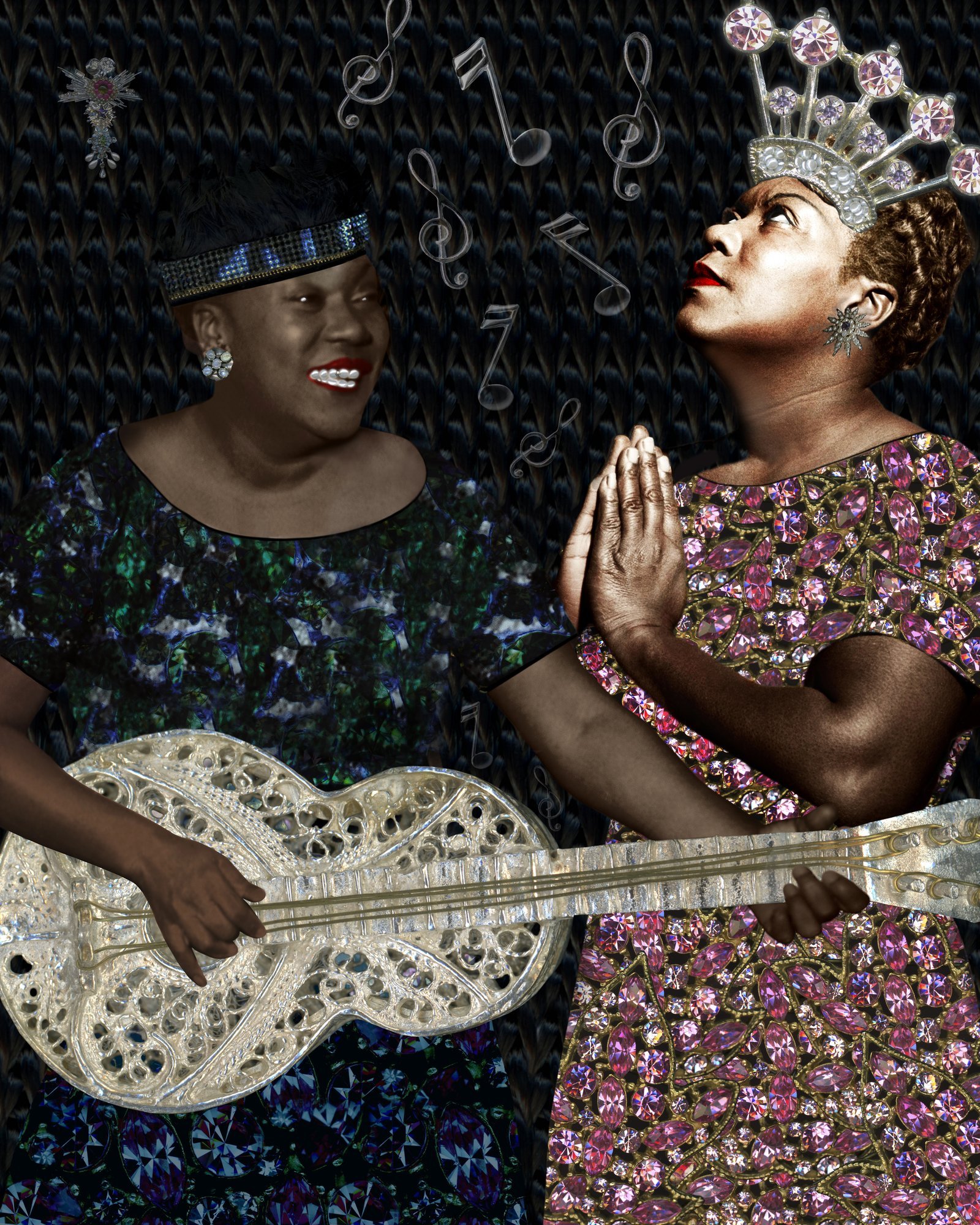 Preachin' Rock N' Roll: Sister Rosetta Tharpe, layered digital collage by Myra Fiori