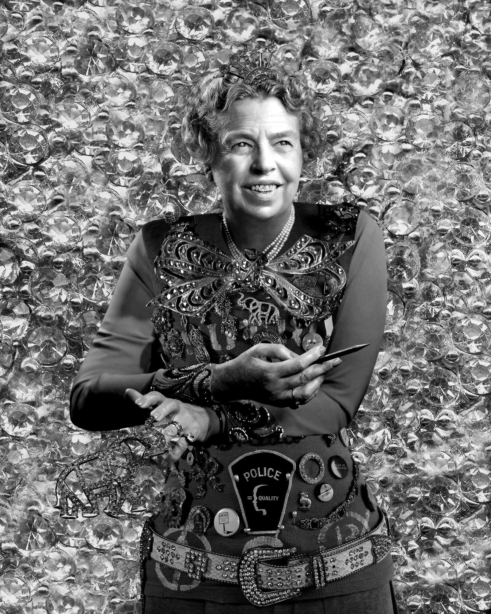 Elephant in the Room: Eleanor Roosevelt, layered digital collage by Myra Fiori