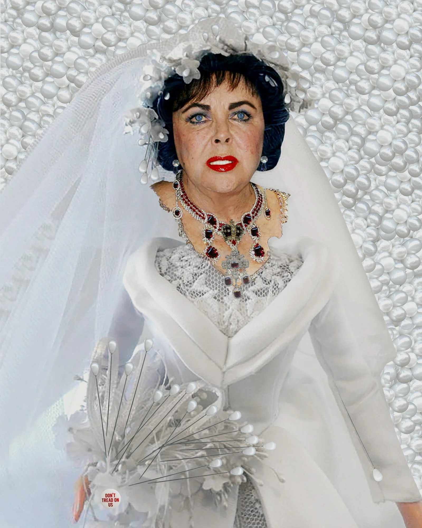 Where Is My Husband?: Elizabeth Taylor, layered digital collage by Myra Fiori