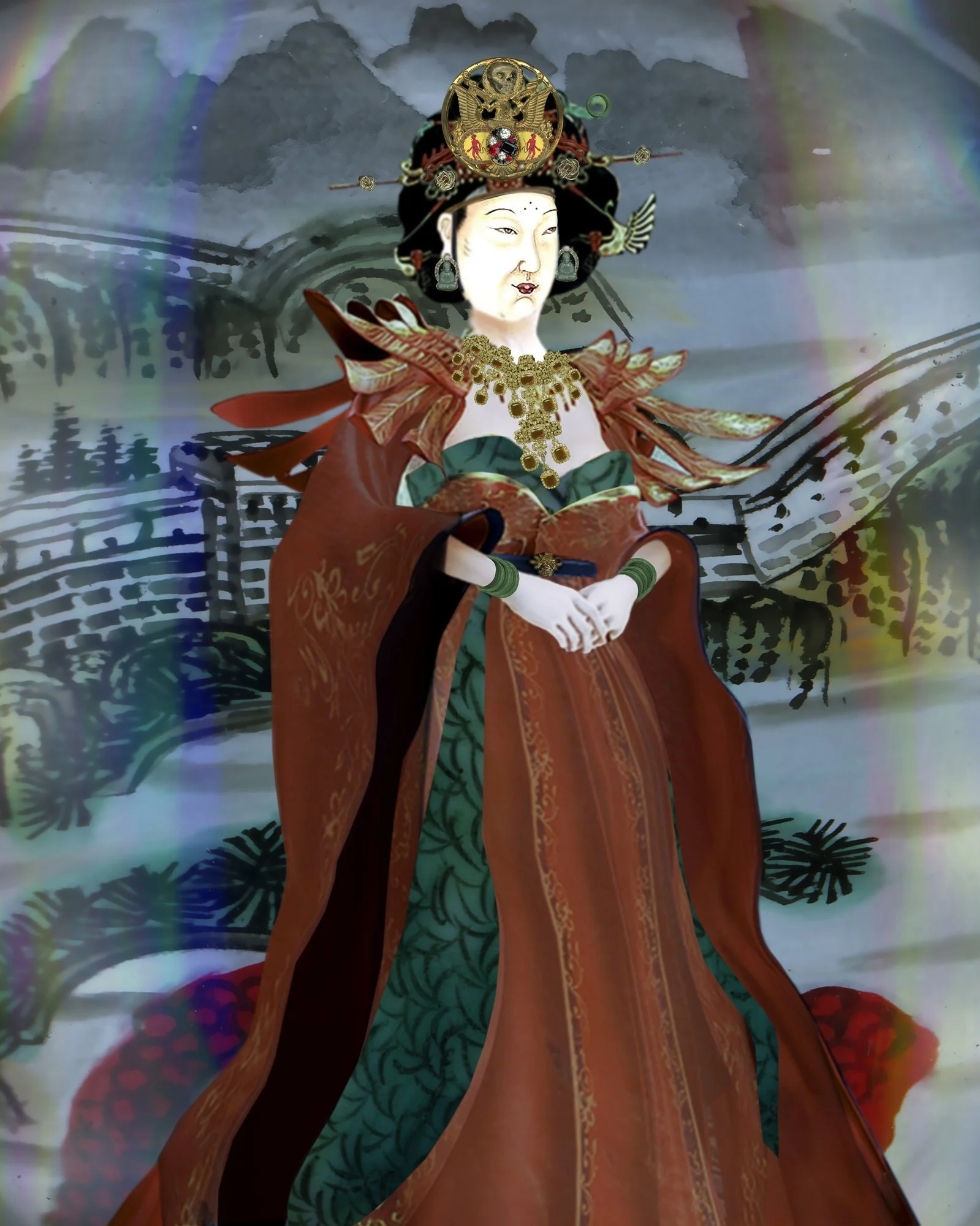 Sage Empress: Wu Zetian, layered digital collage by Myra Fiori