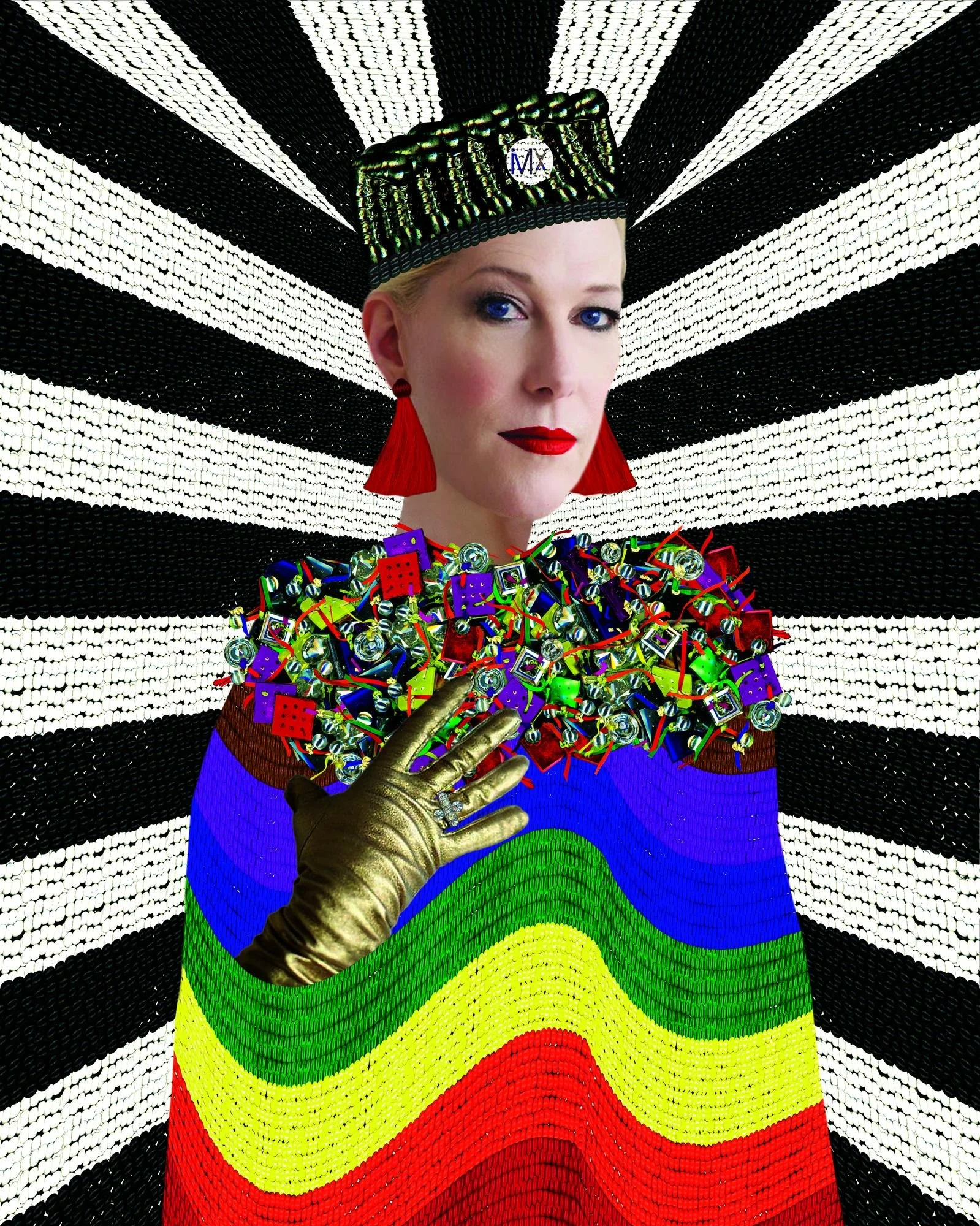 M(I)X: Justin Vivian Bond, layered digital collage by Myra Fiori